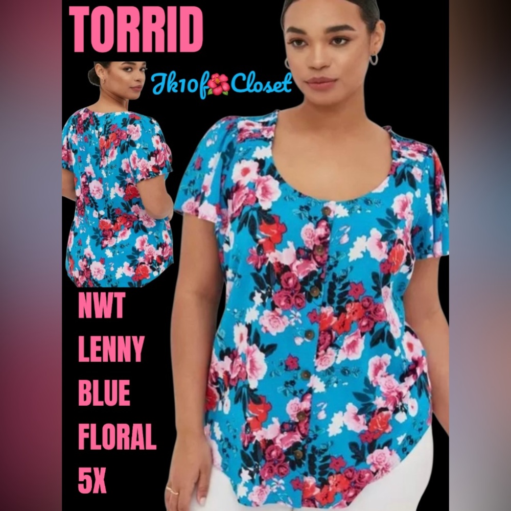 LOWEST🌺 NWT TORRID 5X ROMANTIC MULTI FLORALS LENNY BLOUSE TOP